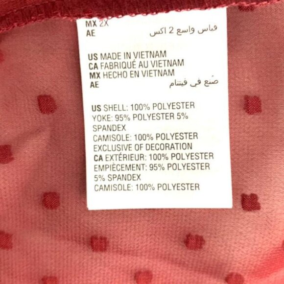 Style & Co V-Neck Swiss Dot Top Plus Size Women's Blouses Red Size 2X - Picture 12 of 13